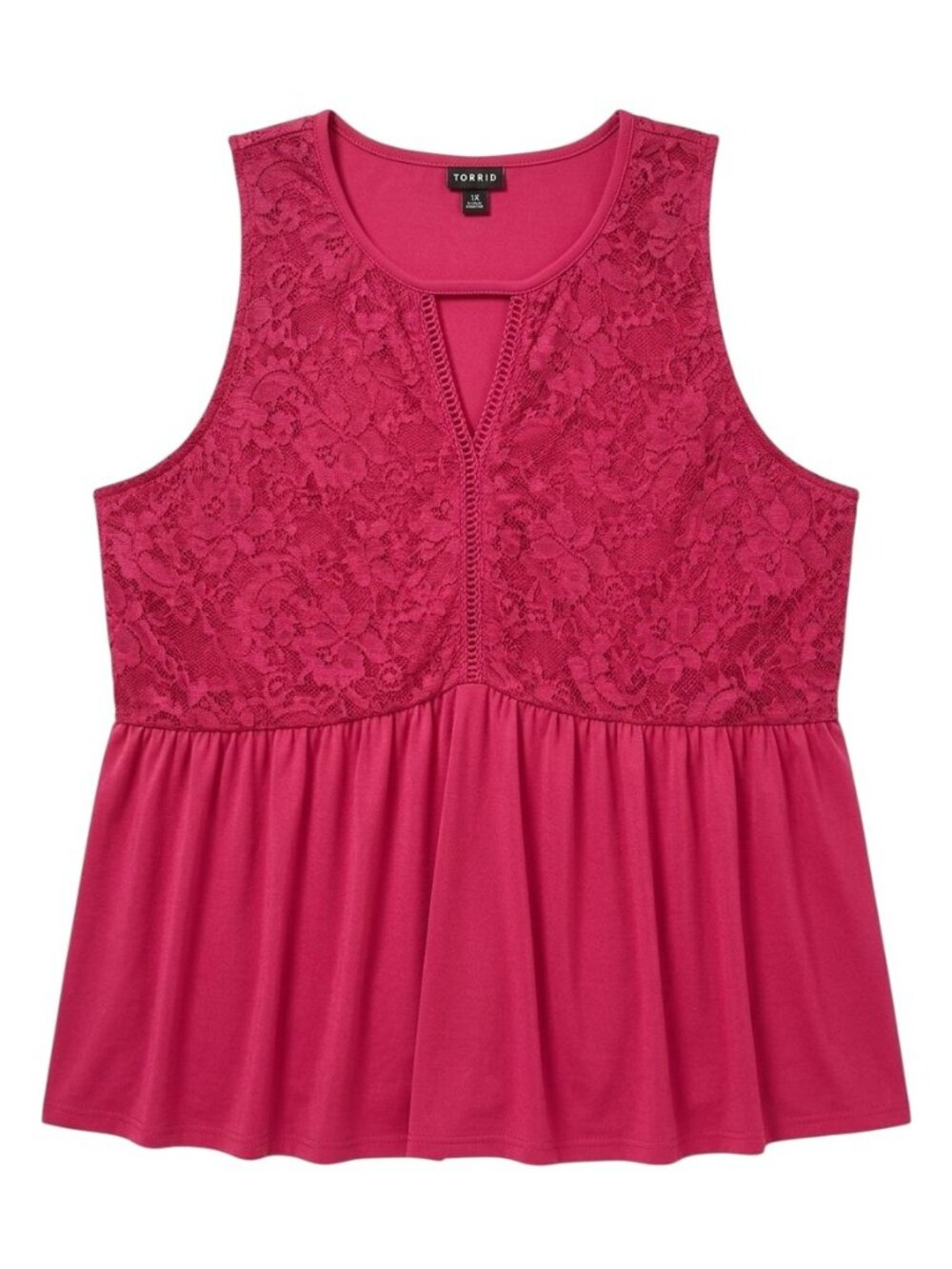 TORRID Mini Studio Knit Crew Neck Keyhole Lace Babydoll Tank - Size 3X - Picture 3 of 8